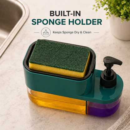 3-In-1 Dish Soap Pump Dispenser With Sponge Holder For Kitchen Sink