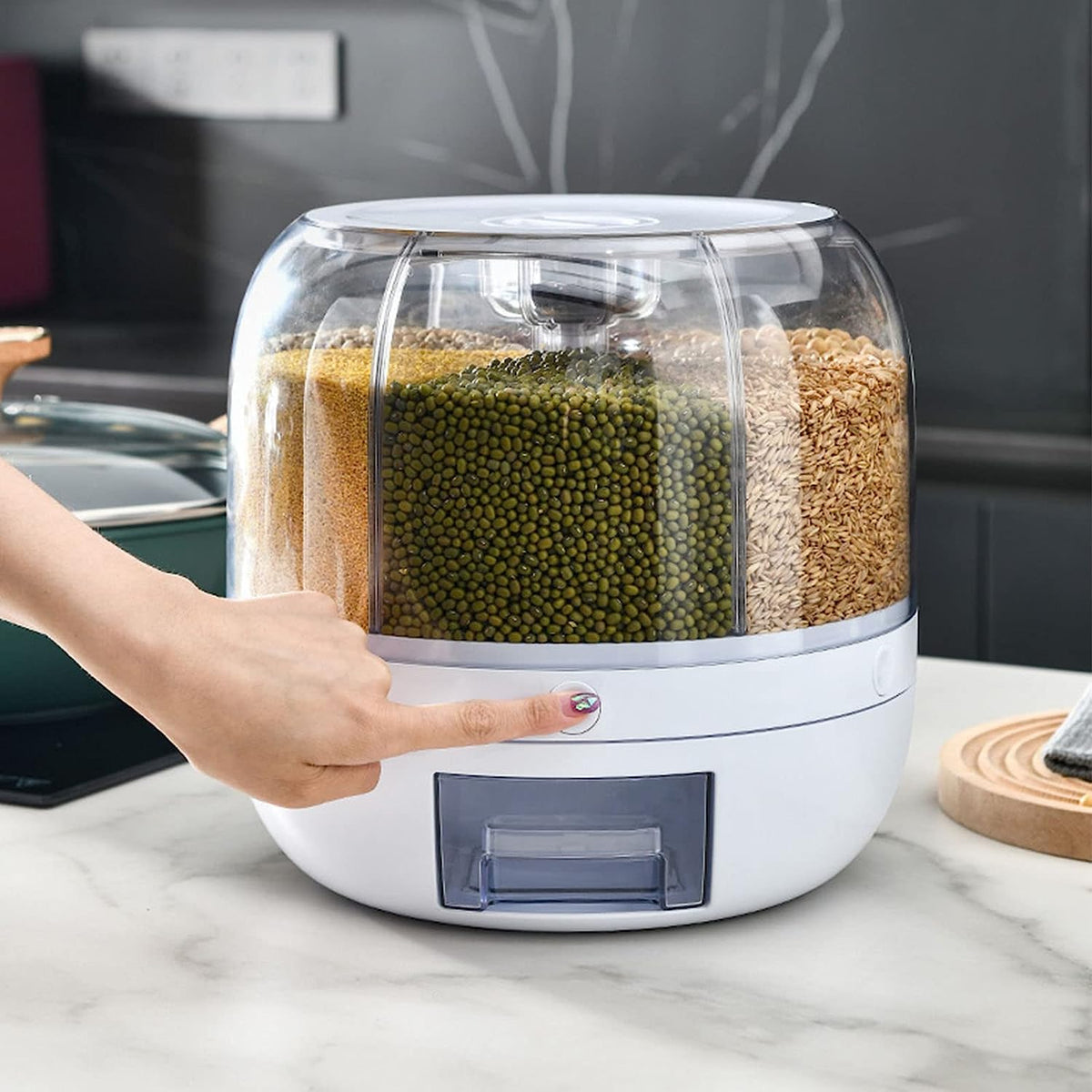 Premium 360° Rotating Kitchen Organiser with 6 Grid Dispenser