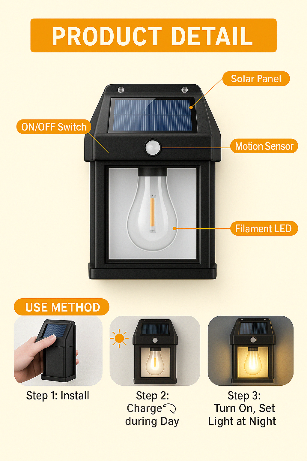 OUTDOOR WALL LIGTH WITH SENSOR MOTION -  BUY 1 GET 1 FREE